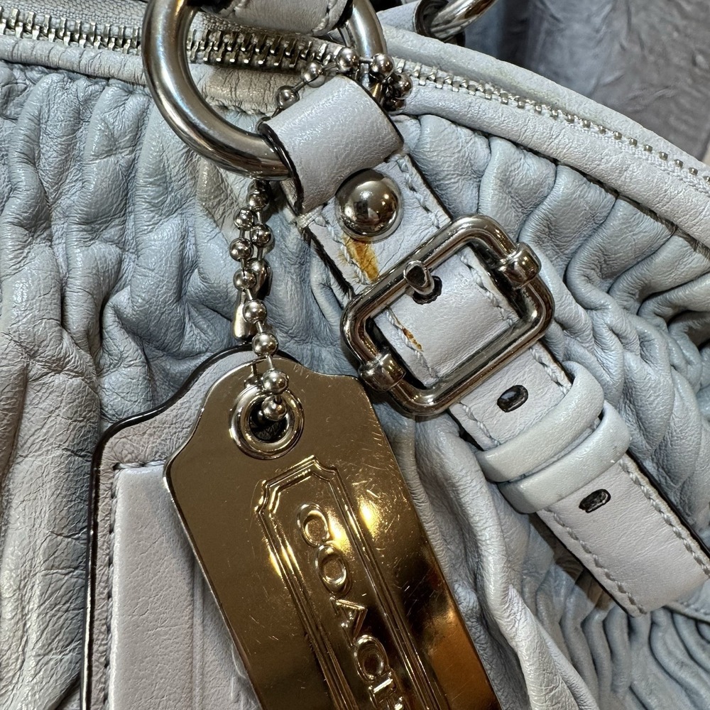 COACH Madison Sophia Satchel Shoulder Bag Gray Gathered Leather - Picture 9 of 16